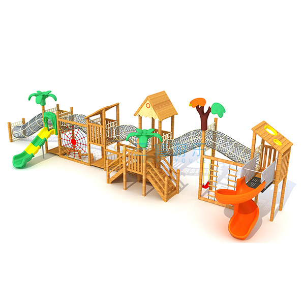 幼儿园户外木质组合攀爬滑梯设备